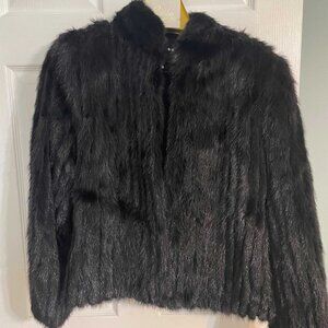 Black Mink Fur Jacket Coat Saga size Medium